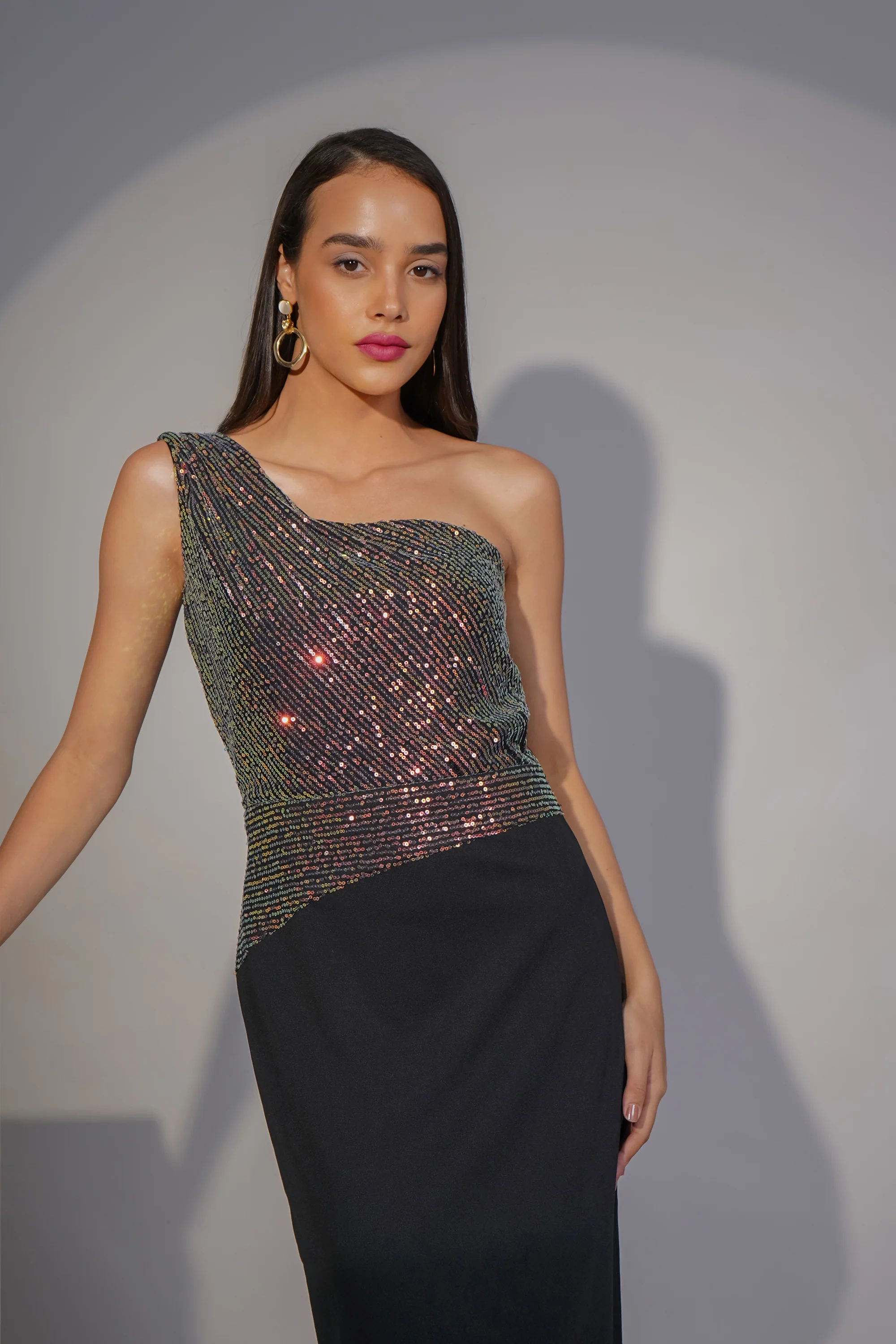 Starlit One Shoulder Sequin Cocktail Dress for Women - Image 3