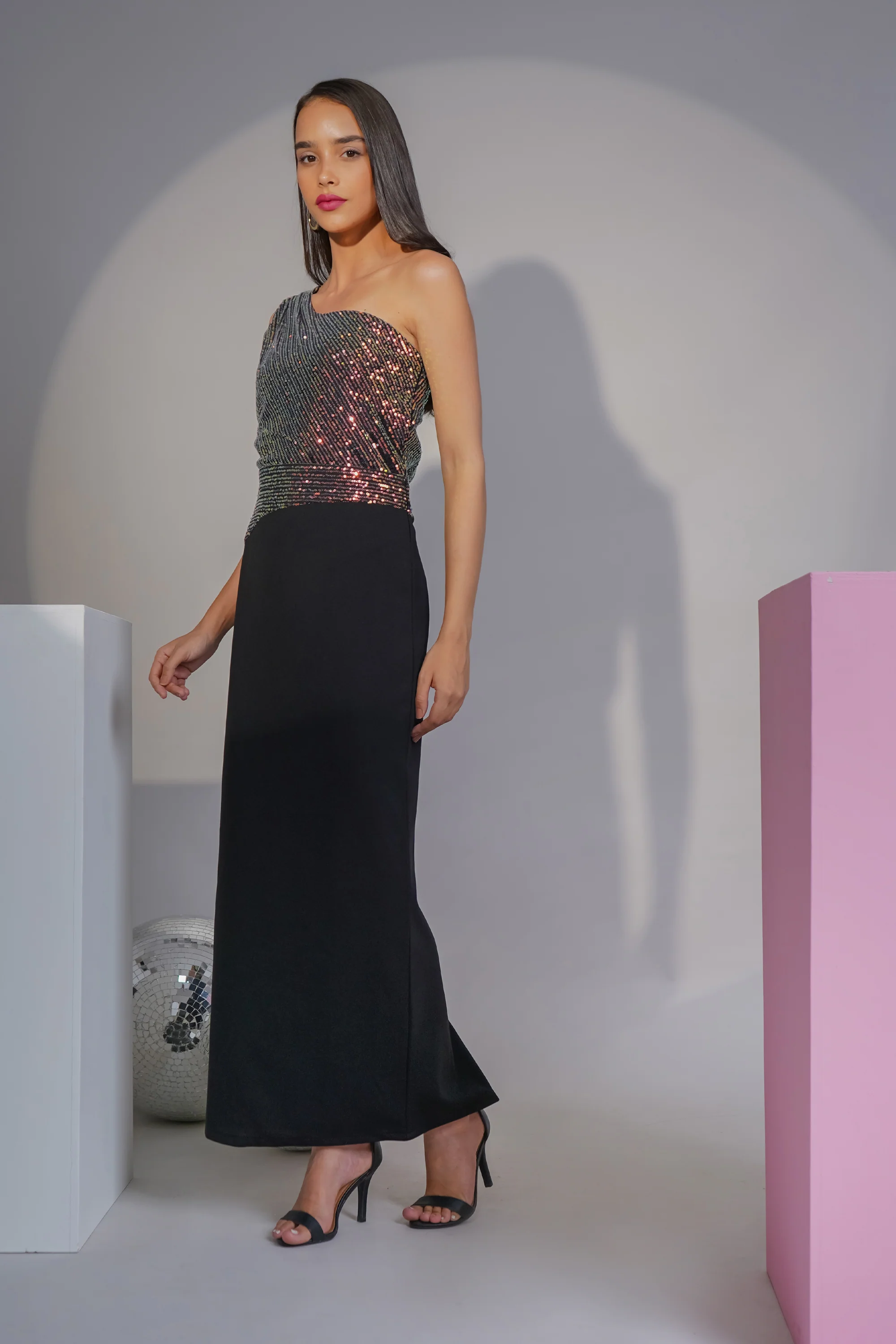 Starlit One Shoulder Sequin Cocktail Dress for Women - Image 4