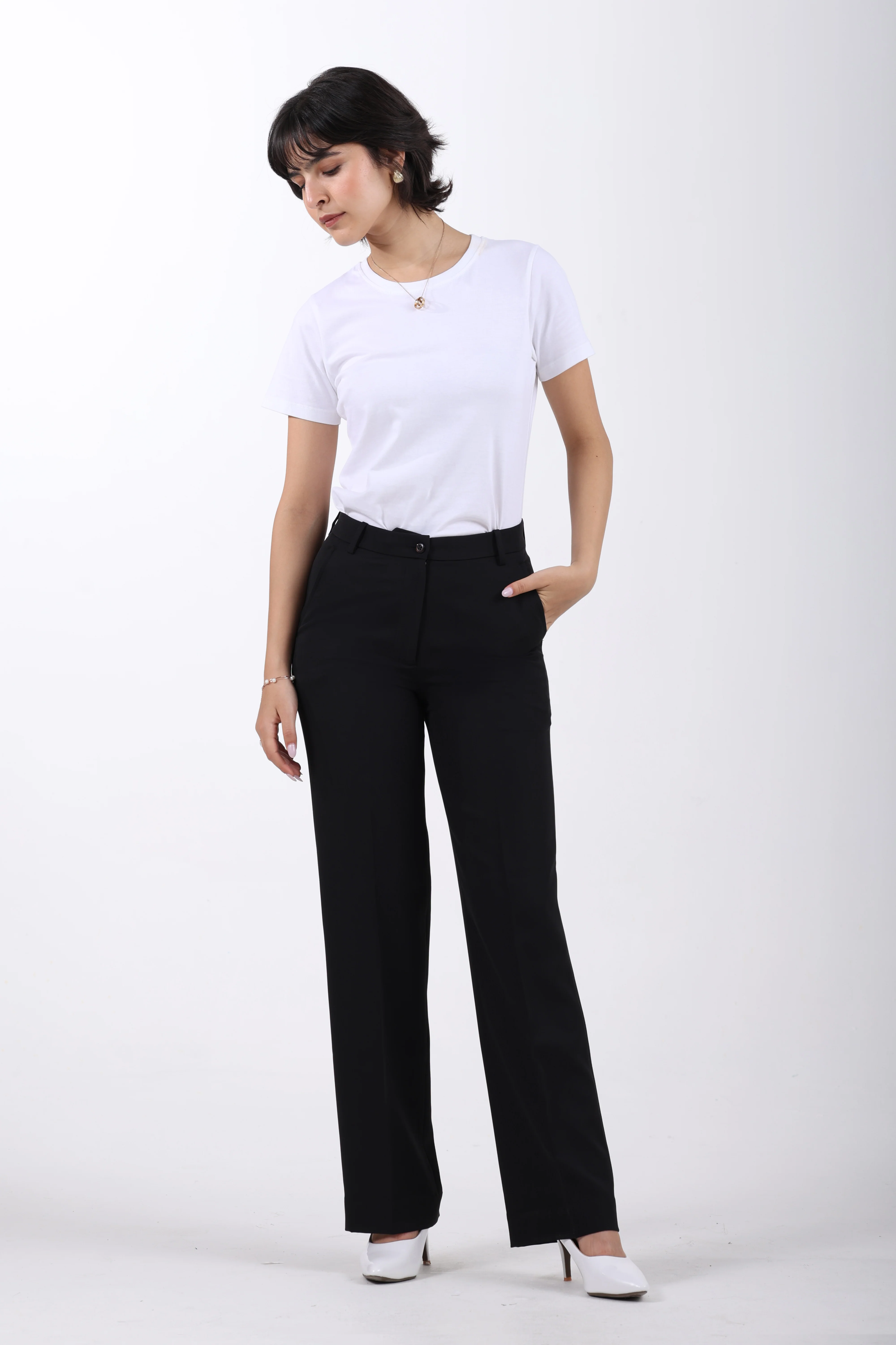 Straight Fit Trousers – Black - Image 3