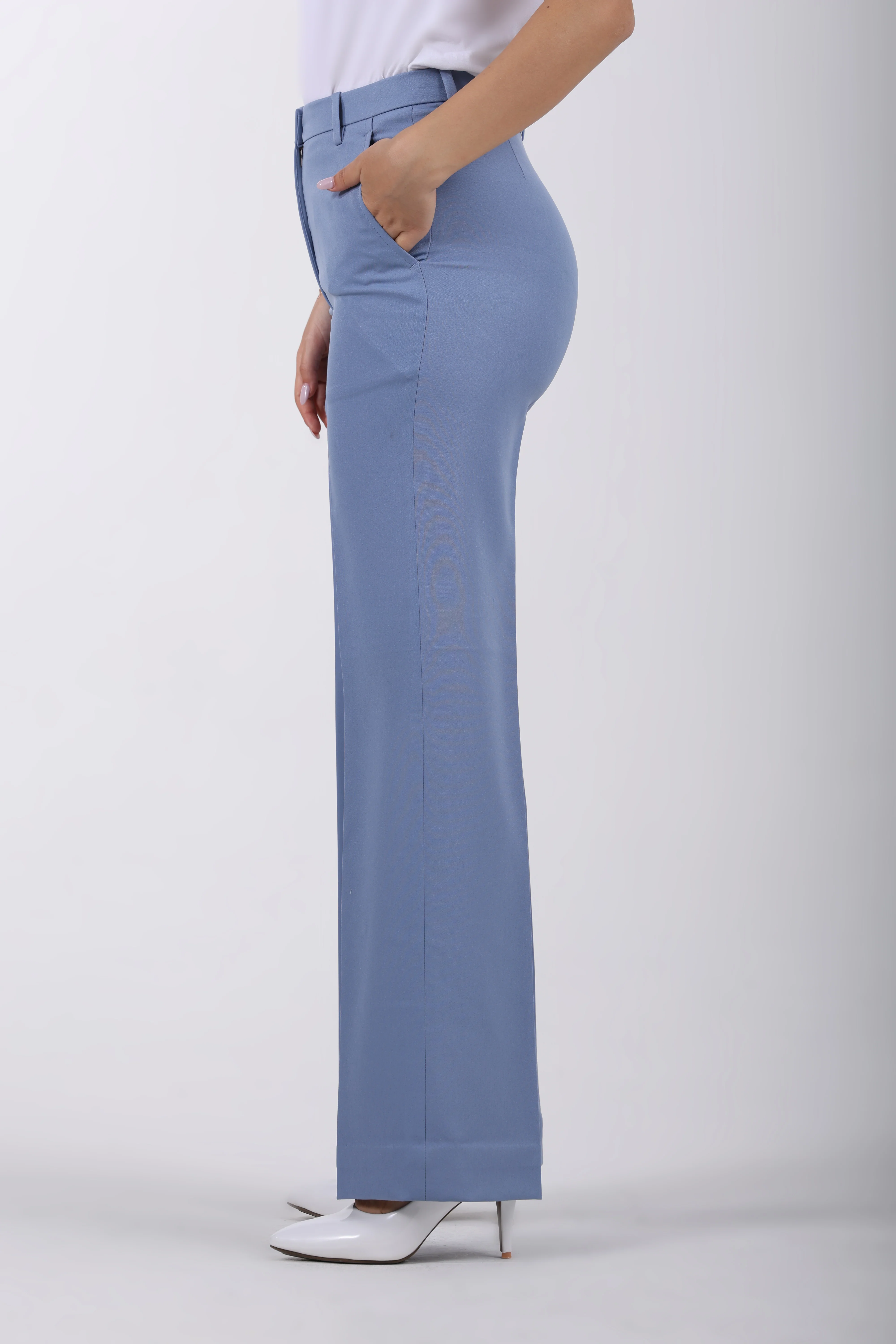 Straight Fit Trousers – Powder Blue - Image 6