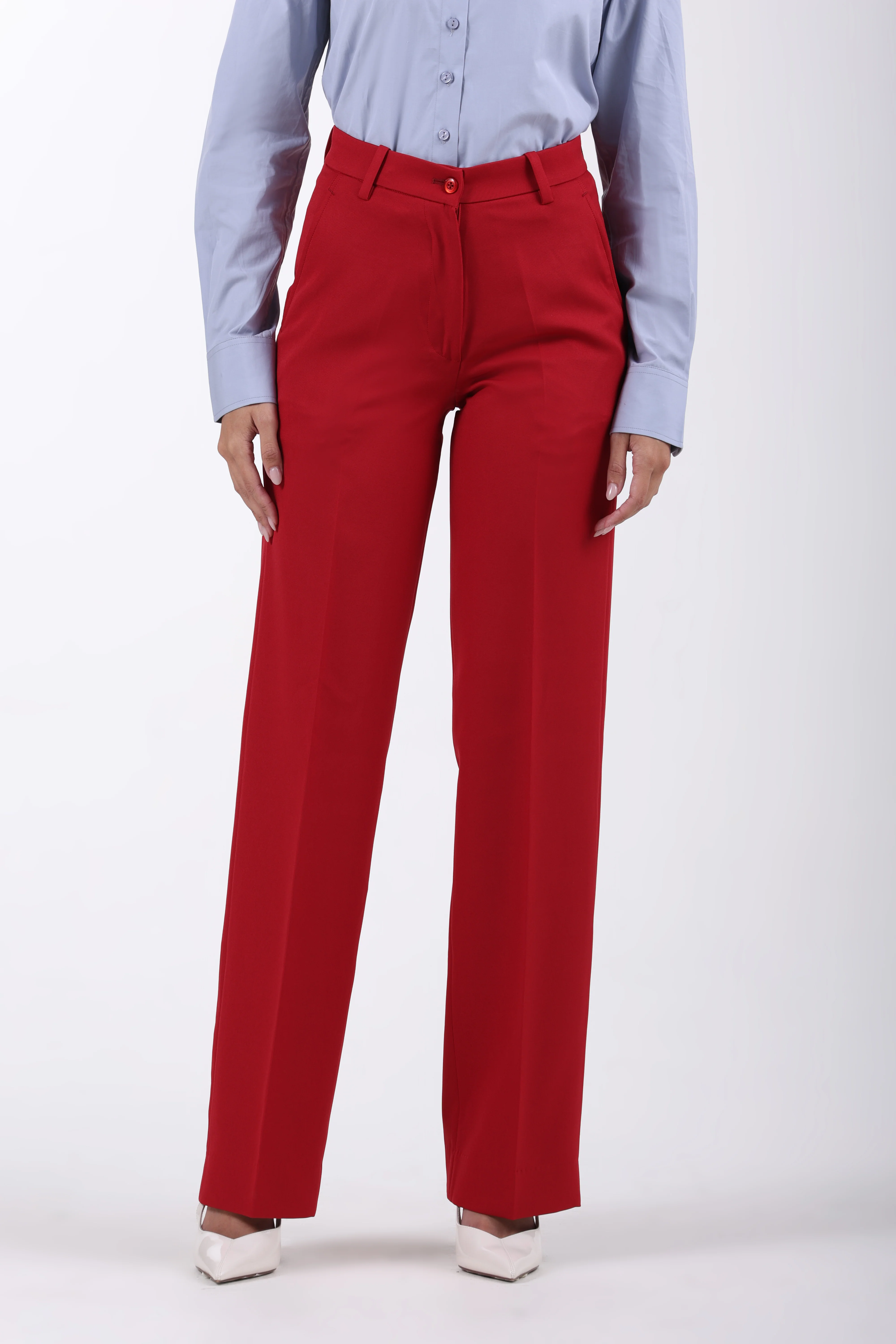 Straight Fit Trousers – Red - Image 5