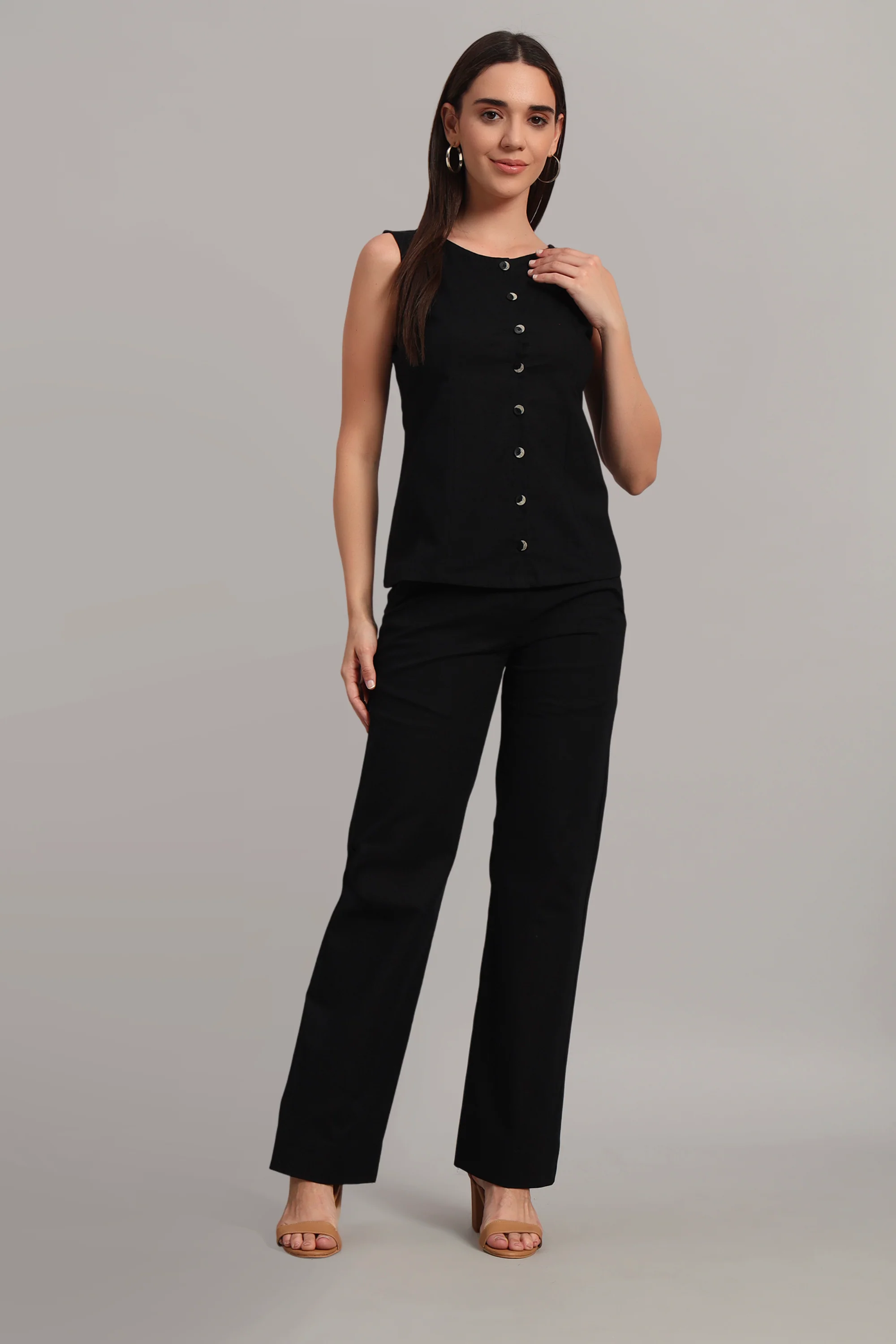 The Summer Ease Set – Black Cotton Linen