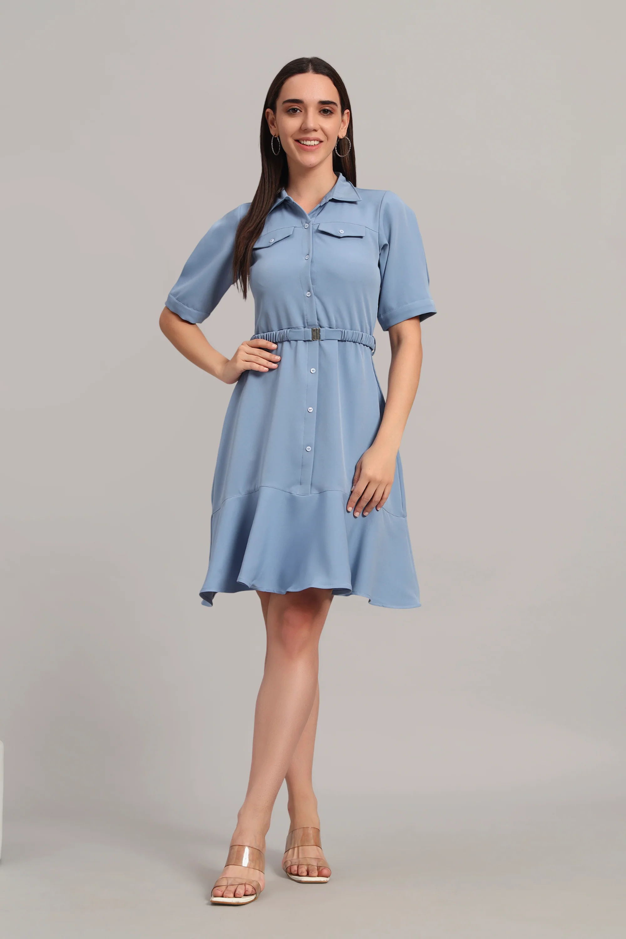 The Summer Shirt Dress – Powder Blue - Image 3