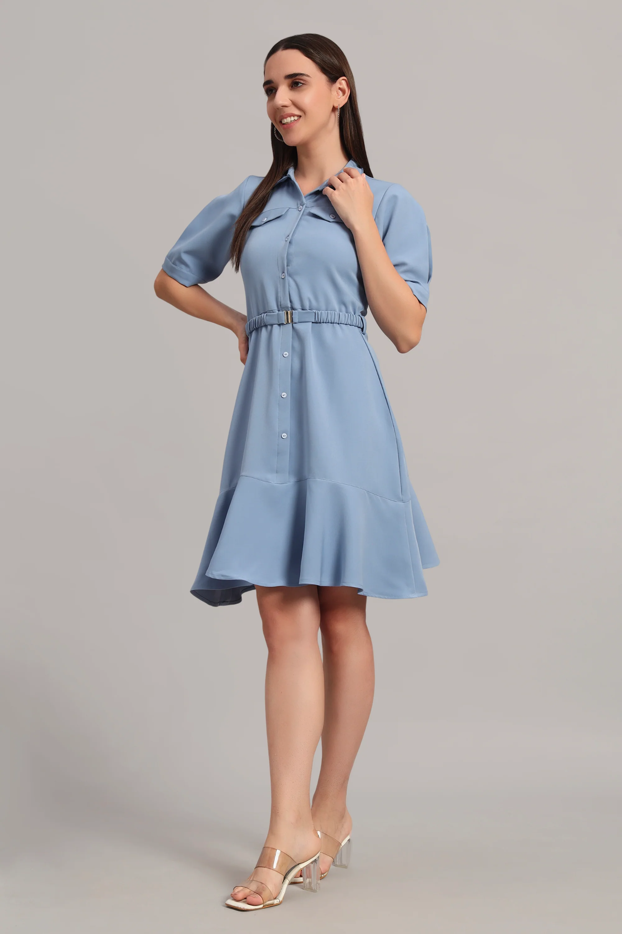 The Summer Shirt Dress – Powder Blue - Image 4
