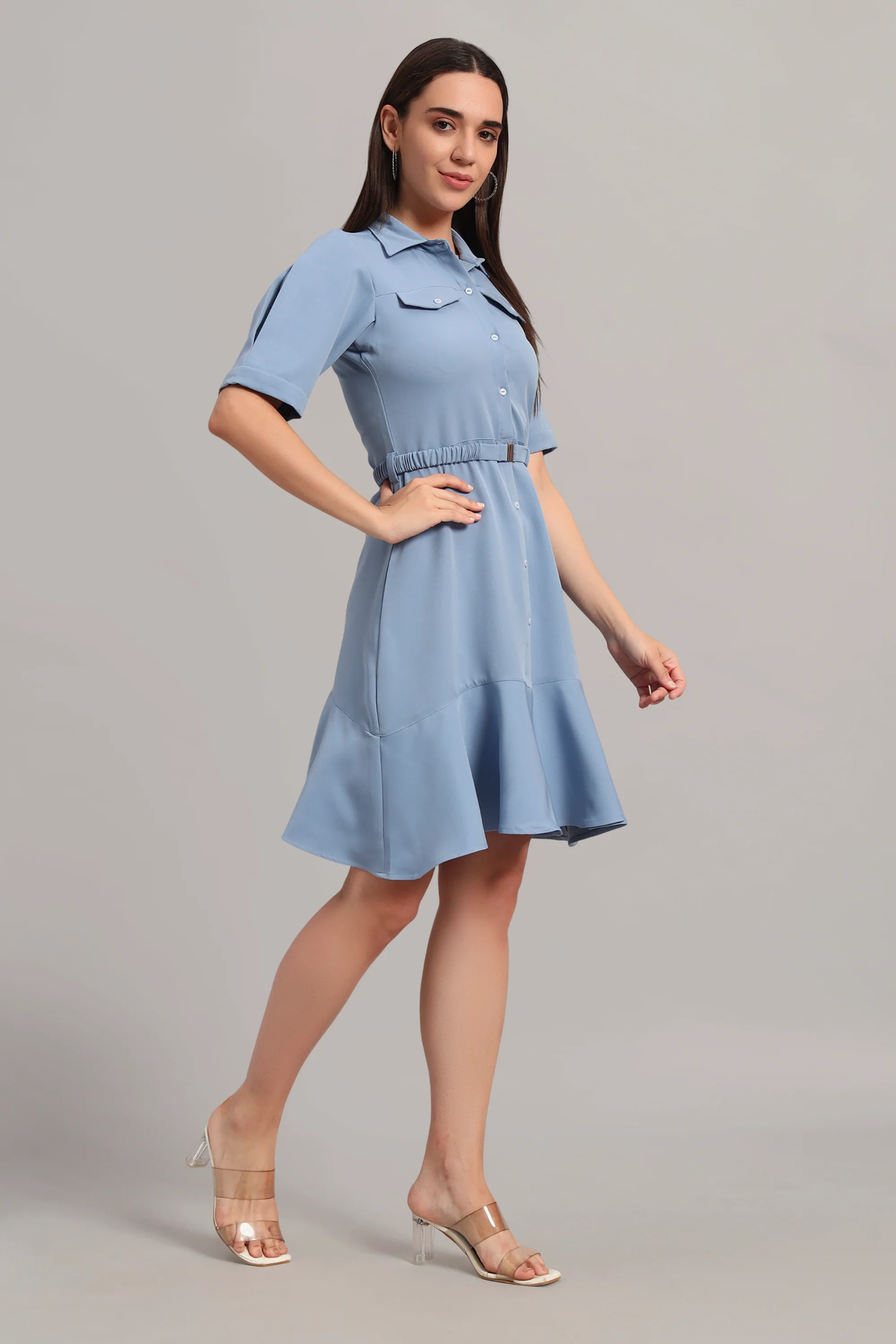 The Summer Shirt Dress – Powder Blue - Image 5