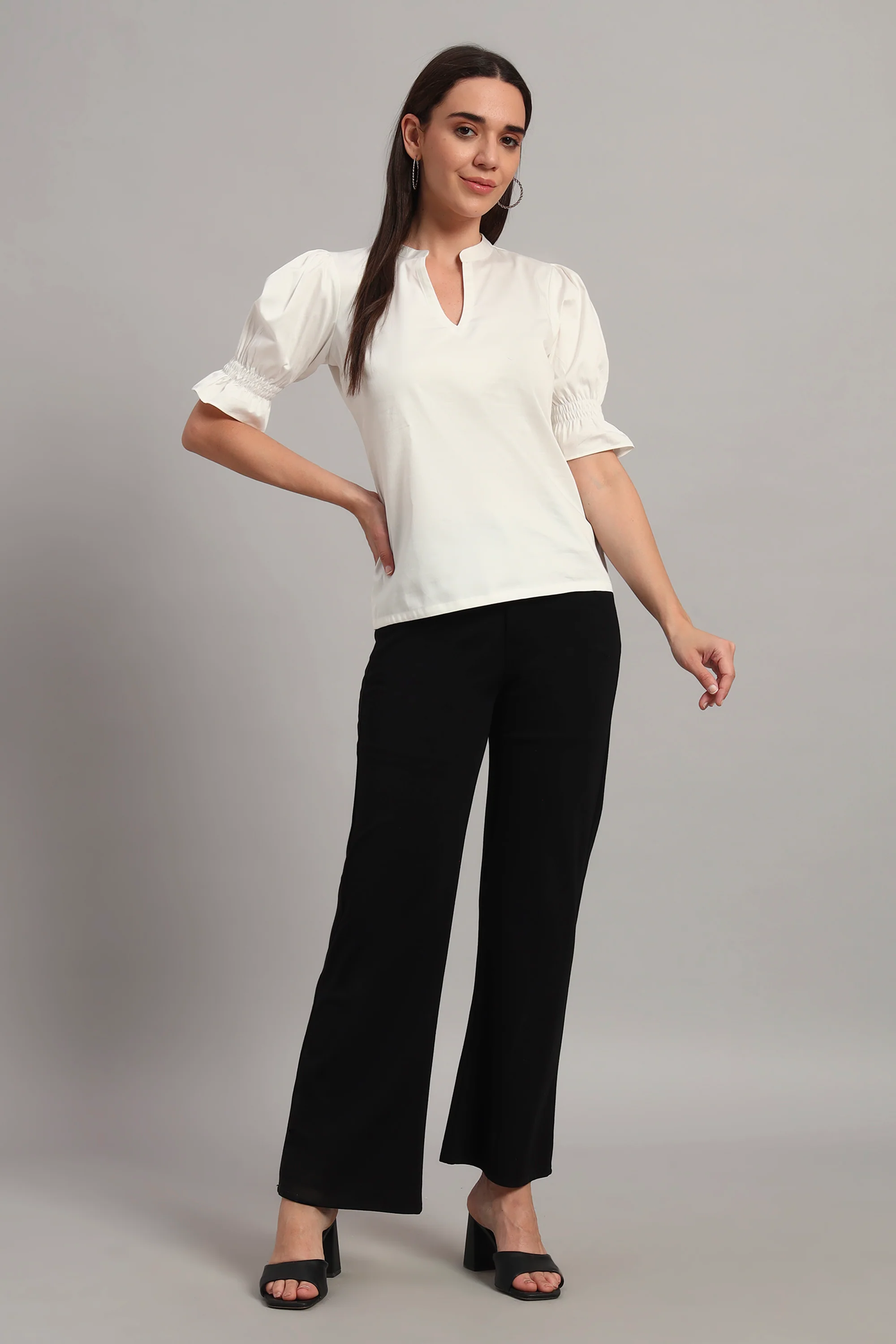 The Split Collar Classic Top, White - Image 2