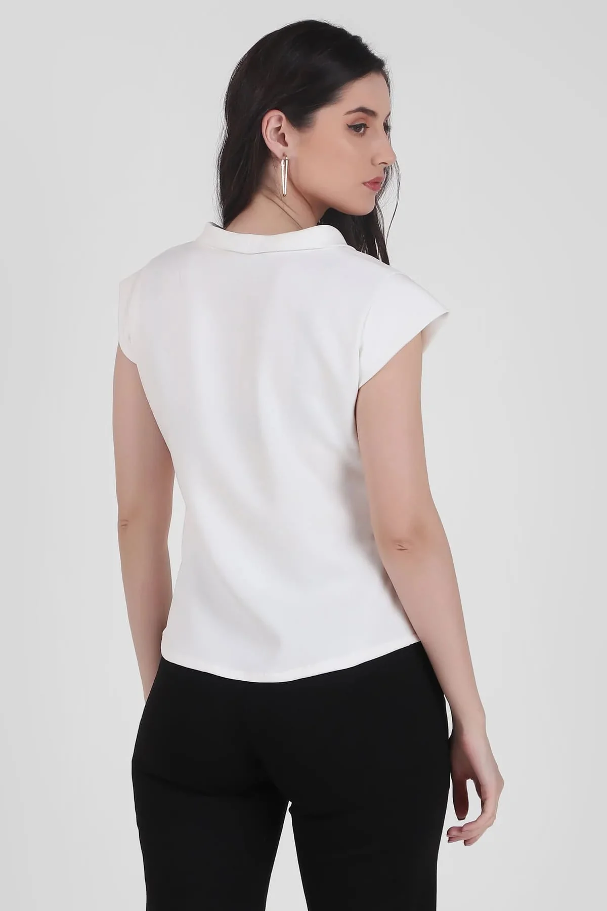 Timeless Draped Neck Top – Ivory - Image 3
