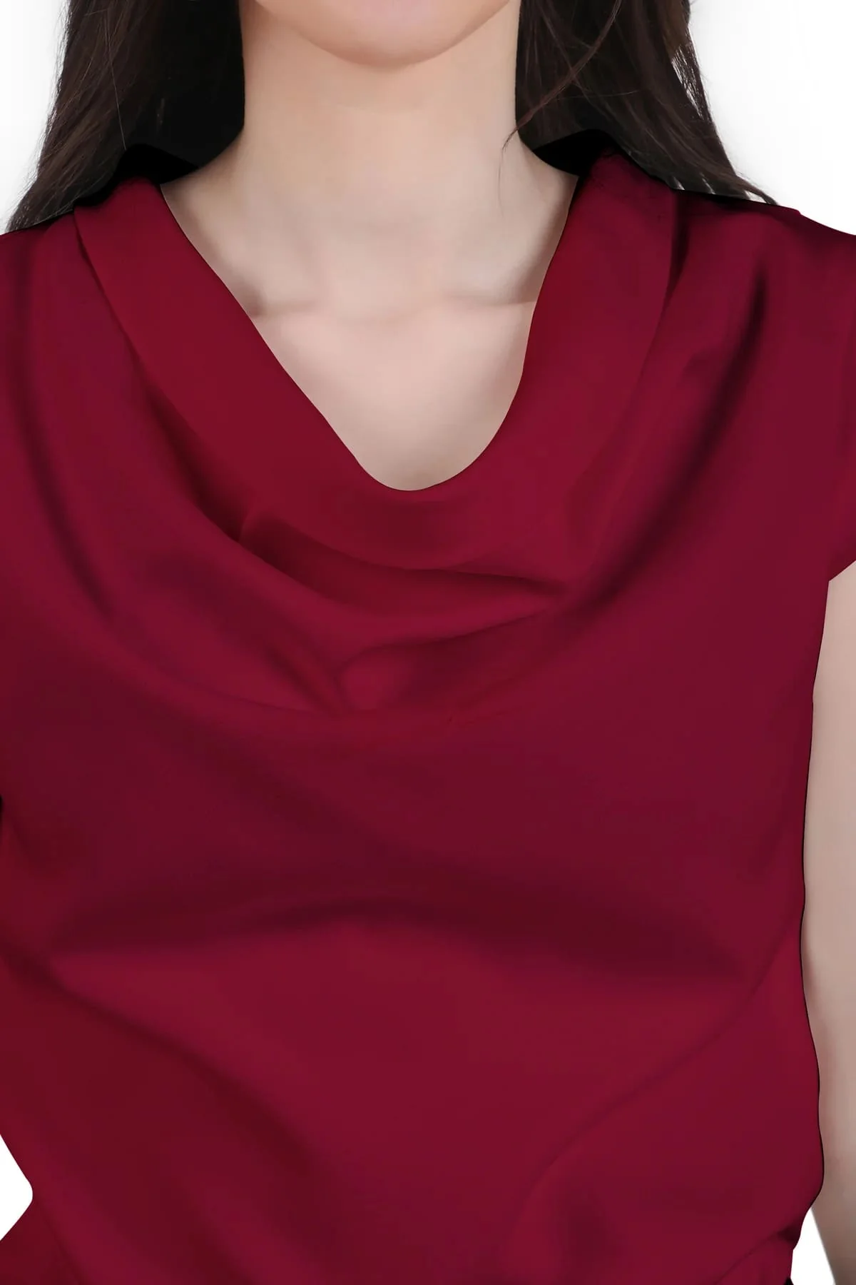 Timeless Draped Neck Top – Red - Image 5
