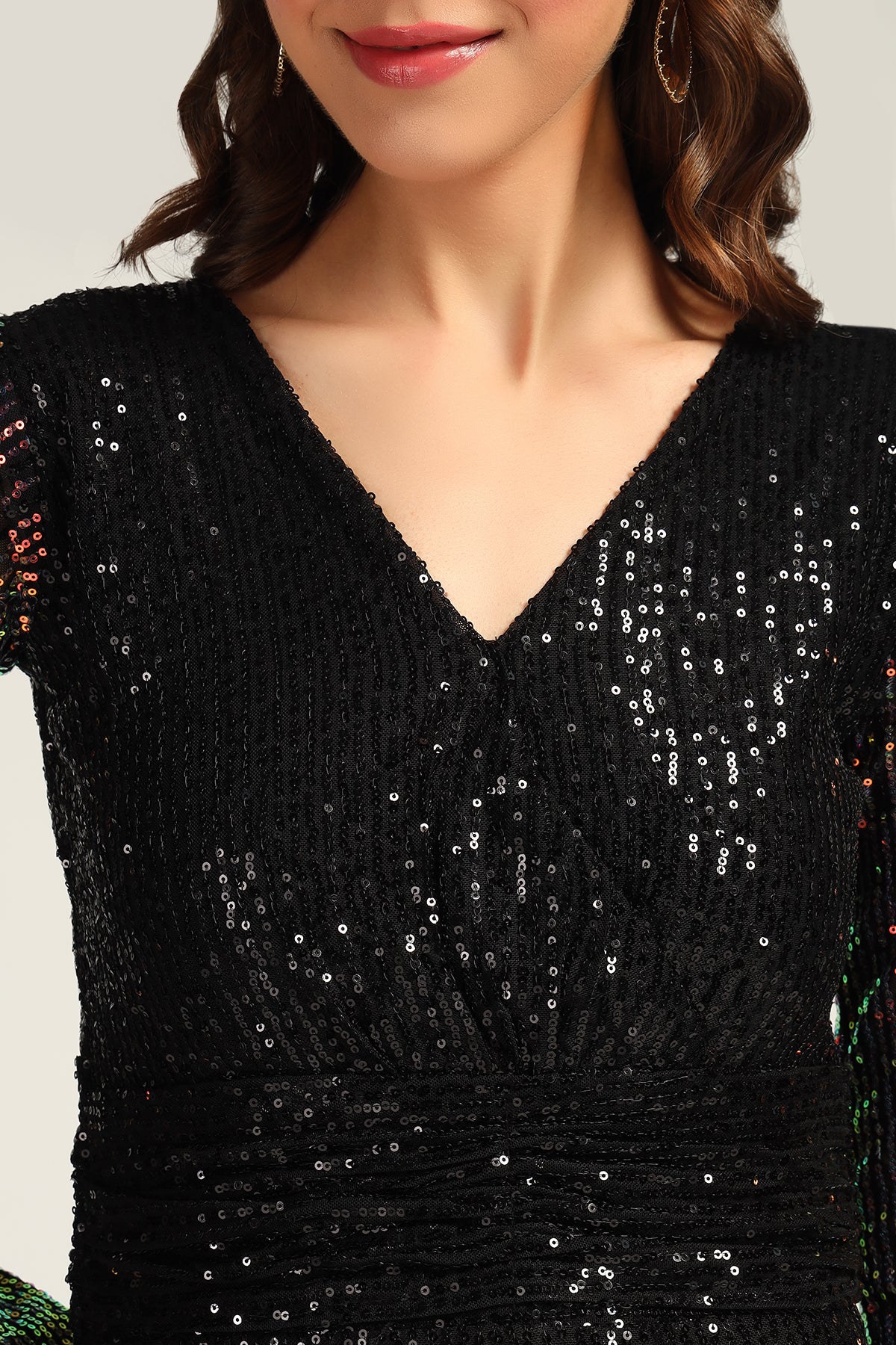 Twinkle Tales Wrap Sequin Dress – Black - Image 5