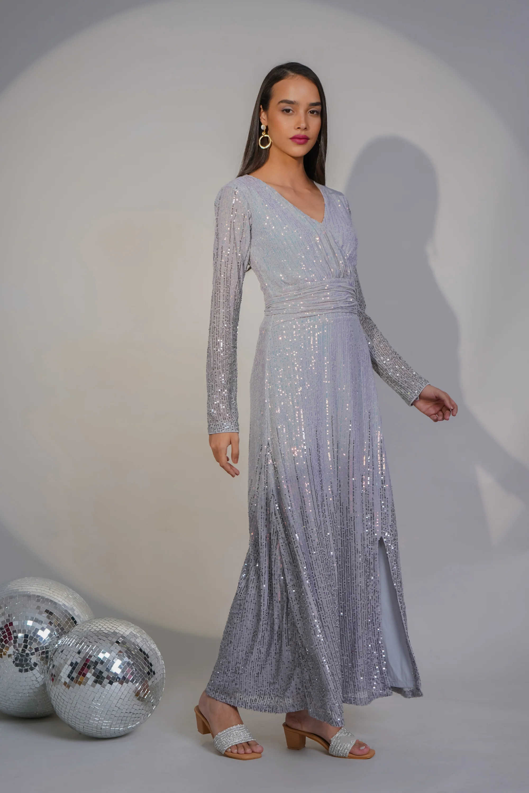 Twinkle Tales Wrap Sequin Dress – Lilac - Image 3
