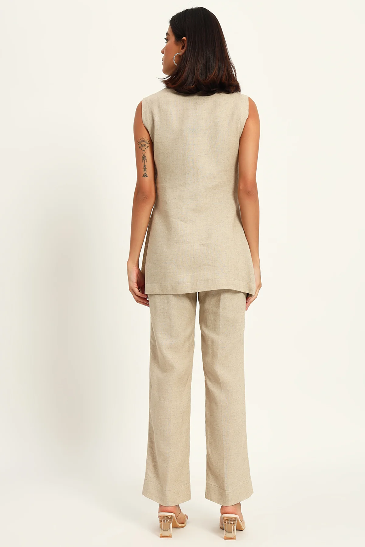 Versatile Linen Trio Jacket Co-ord Set – Beige - Image 9
