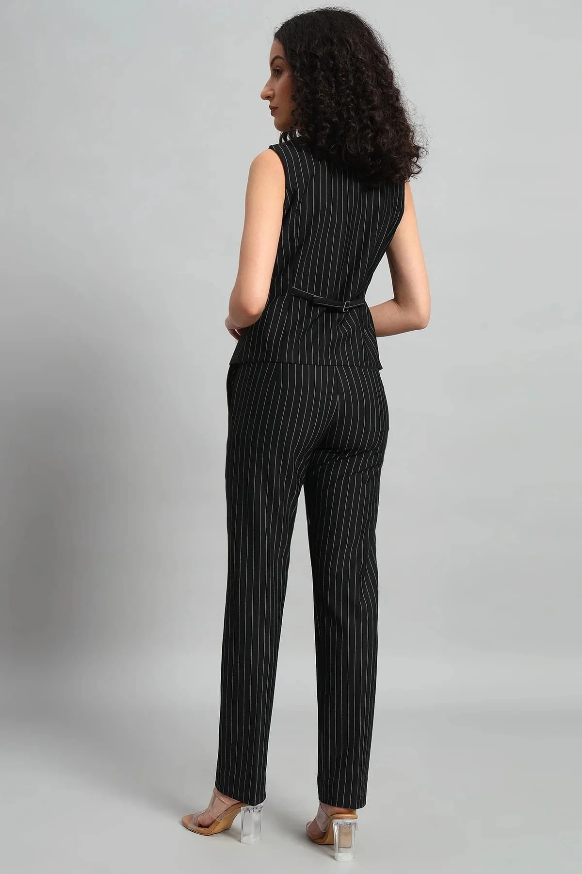 Waistcoat and Pant Co-ord Set – Pinstripe Black - Image 8