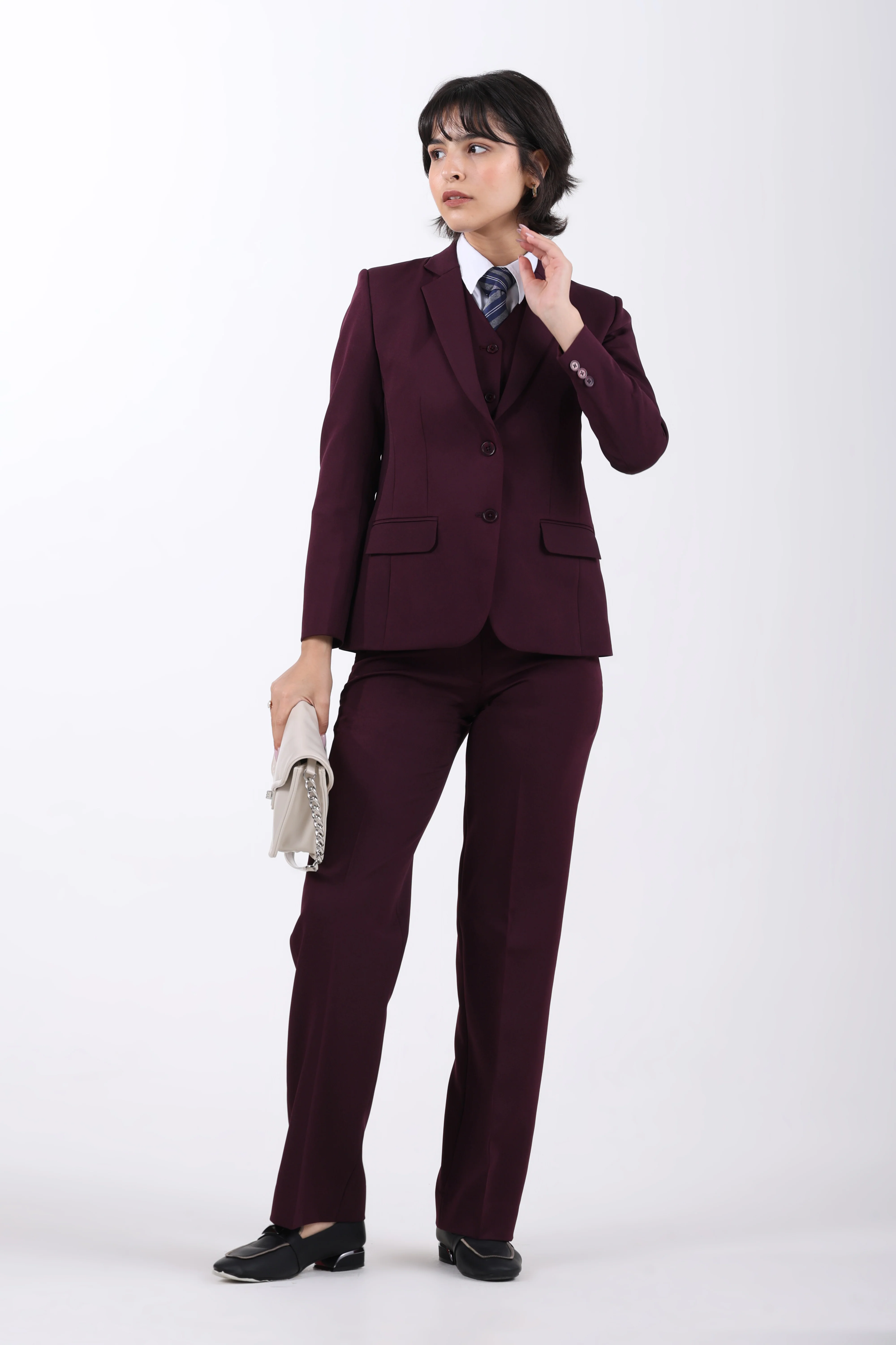 Wineberry Structure 3-Piece Suit Set – Plum