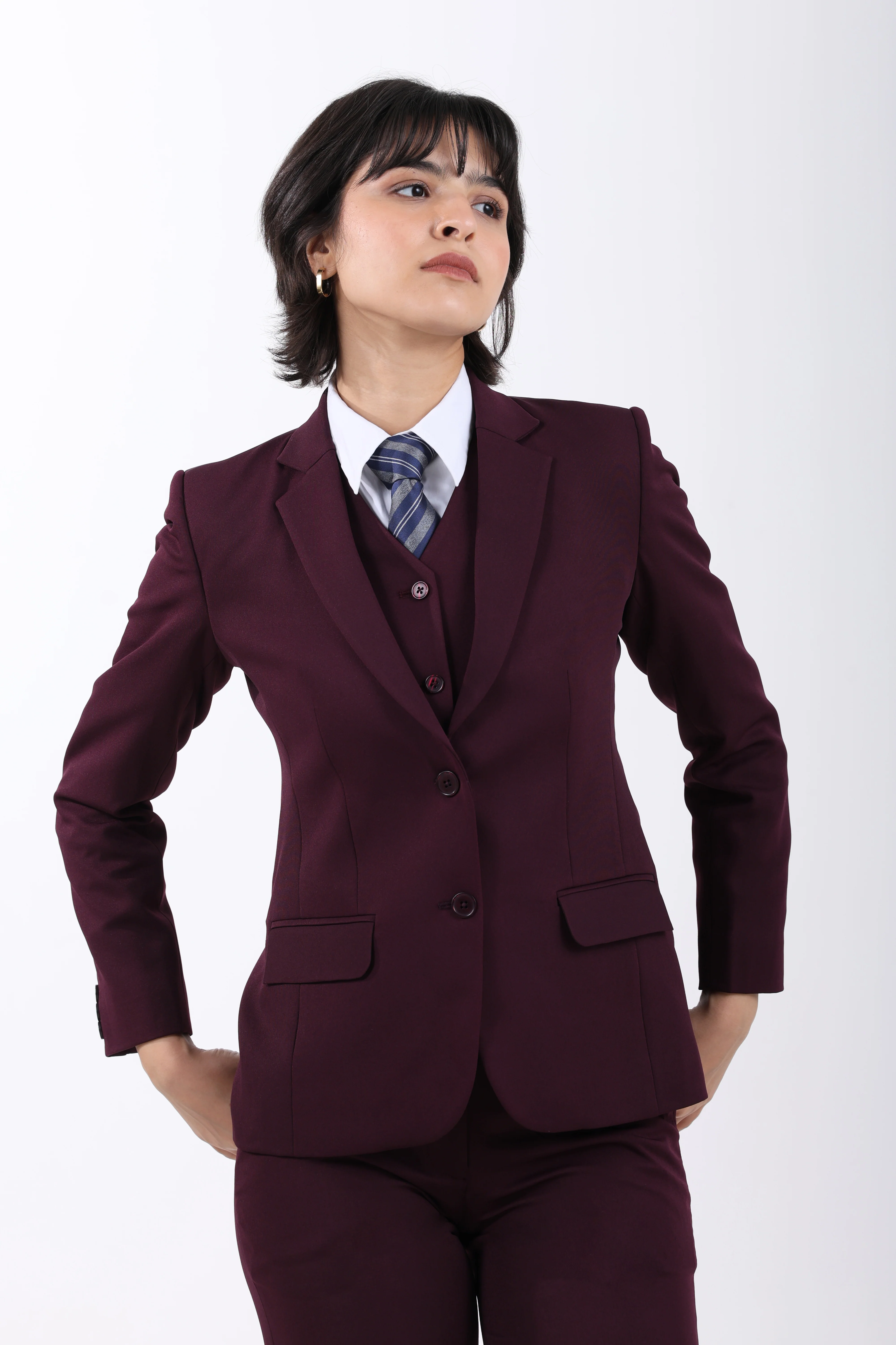 Wineberry Structure 3-Piece Suit Set – Plum - Image 2