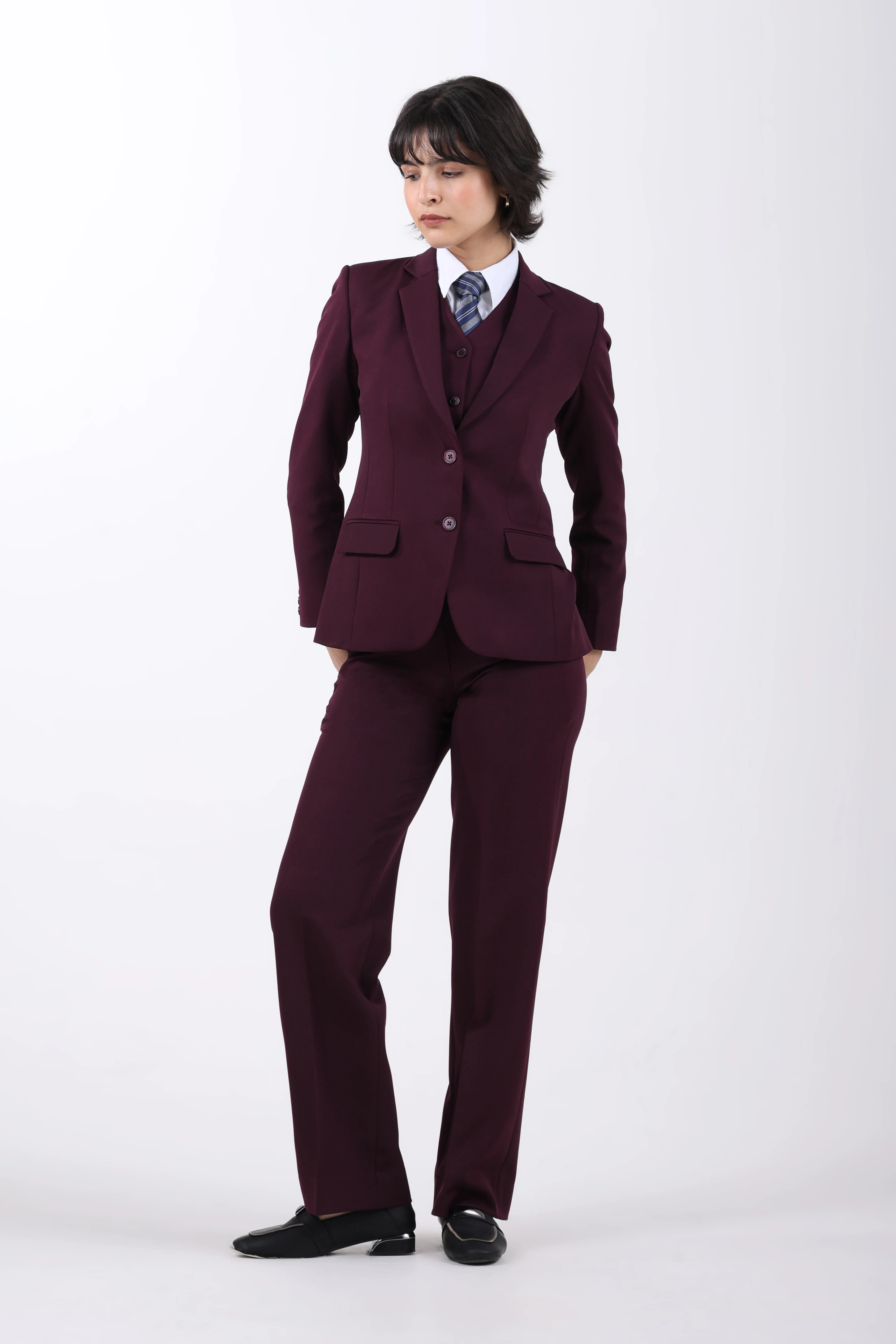 Wineberry Structure 3-Piece Suit Set – Plum - Image 3