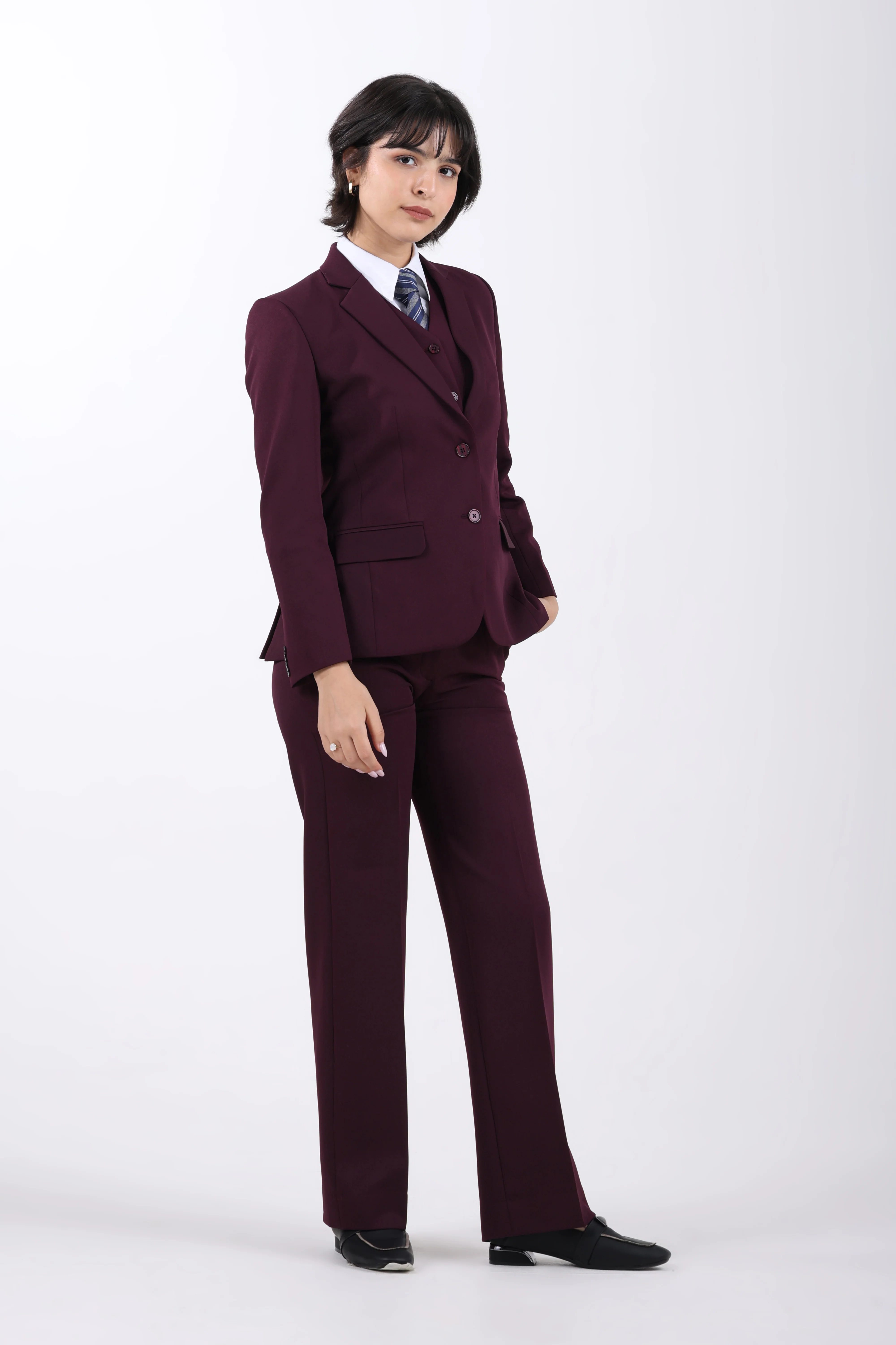 Wineberry Structure 3-Piece Suit Set – Plum - Image 4