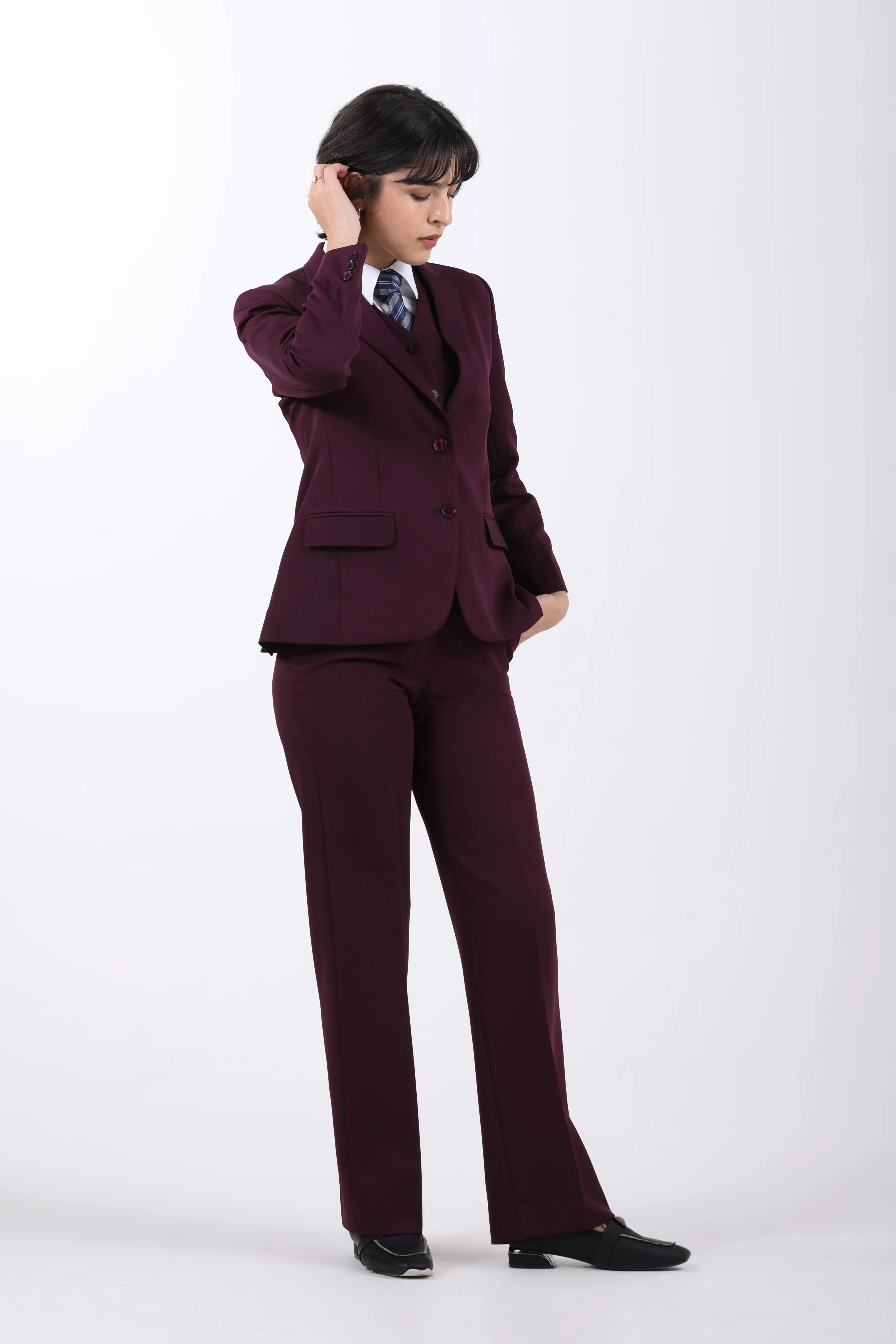 Wineberry Structure 3-Piece Suit Set – Plum - Image 7