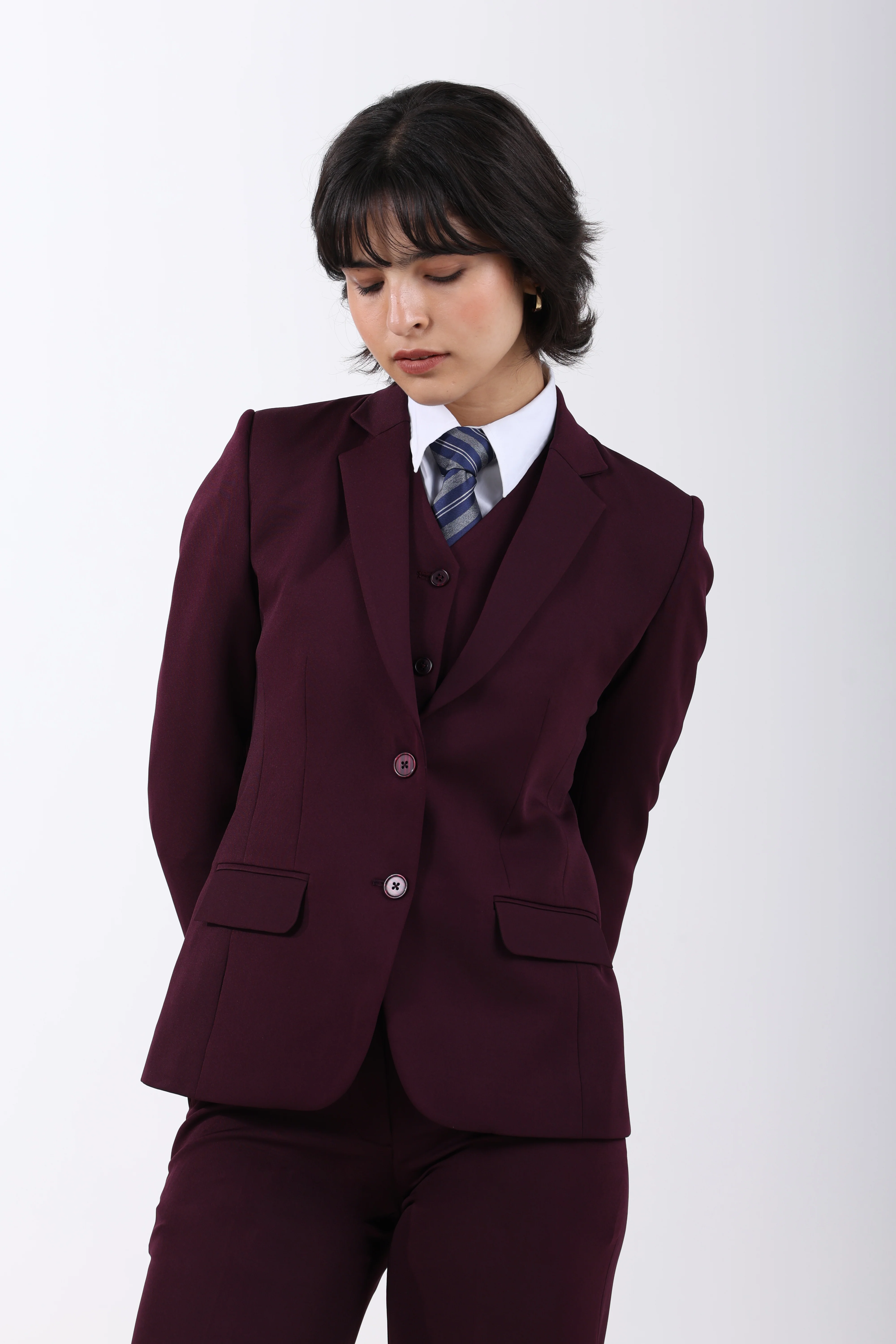 Wineberry Structure 3-Piece Suit Set – Plum - Image 8