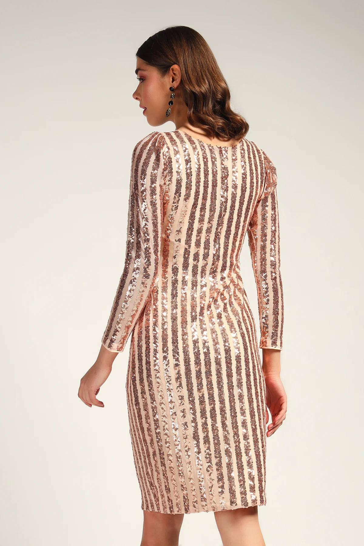 Zara Sa Shimmer Sequin Dress – Peach Fuzz - Image 2